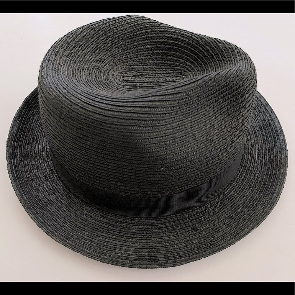 Aritzia Tallula Black Straw Fedora Hat Size M/L